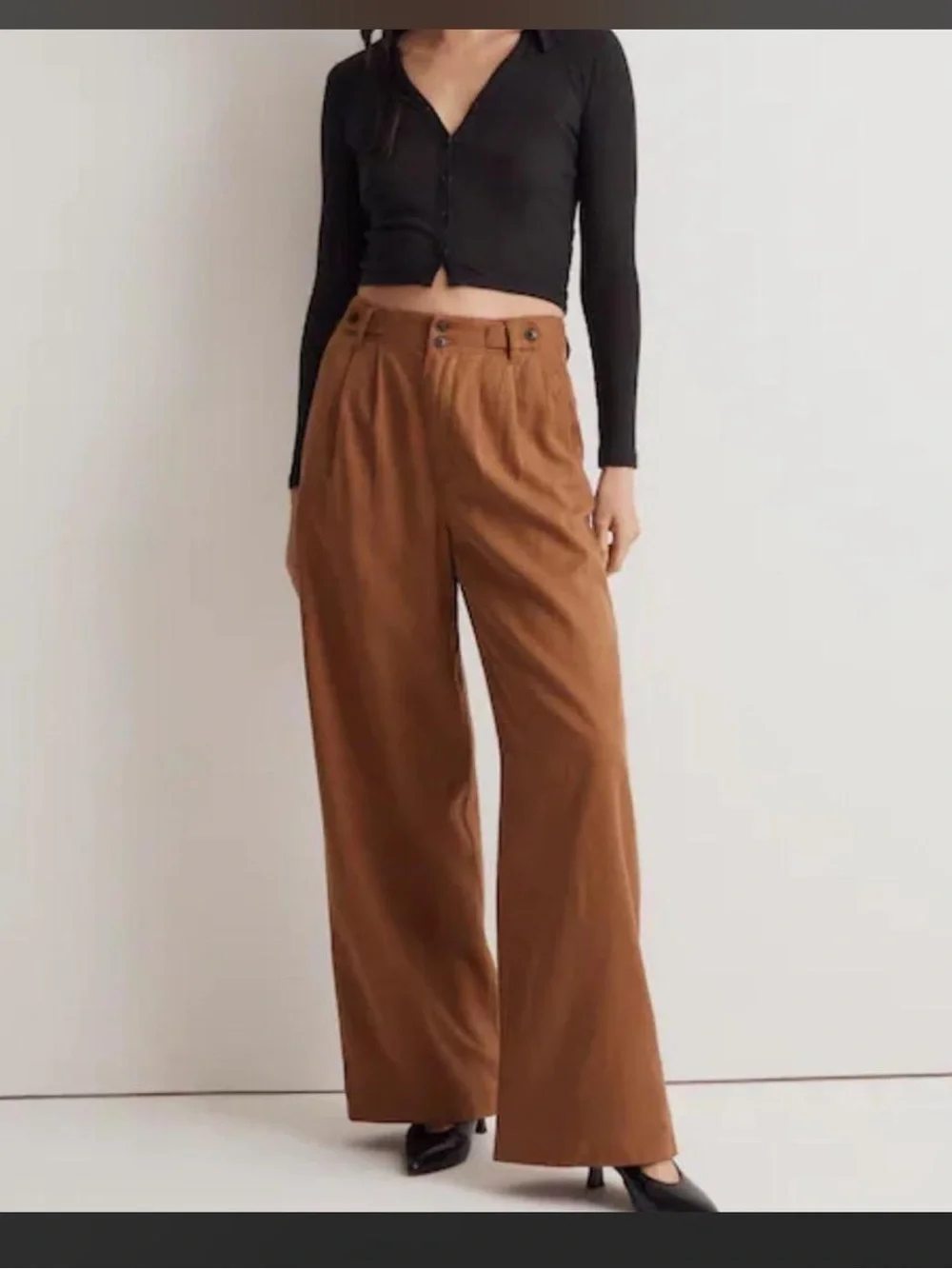 Madewell Women's Brown Harlow‎ Wide Leg Linen Blend Pants Size 2